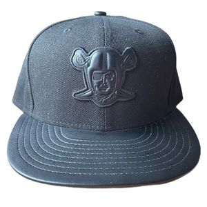 Las Vegas Raiders Faux Leather Fitted Hat Size 7 3/4